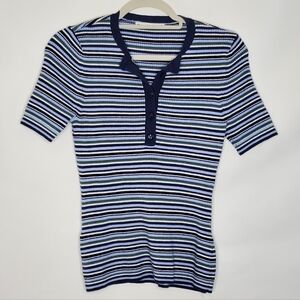 Abercrombie & Fitch Striped Henley Shirt Size S Button Neckline Pullover Top Y2K
